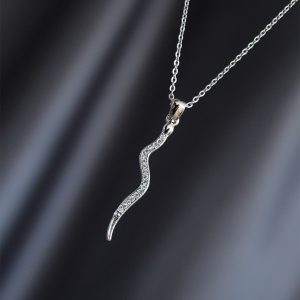 Silver Renk Metal Zirkon Taşlı Şimşek Kolye - Görsel 1