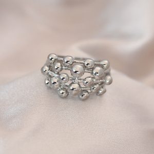 Ayarlamalı Silver Renk Metal Bombeli Boluncuk Model Yüzük - Görsel 1