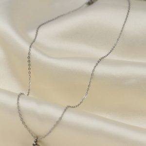 Çelik Silver Renk Zirkon Taşlı Çivi Model Kadın Kolye - Görsel 2