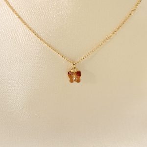 Zirkon Taşlı Mercan Renk Minimal Kelebek Kolye - Görsel 1