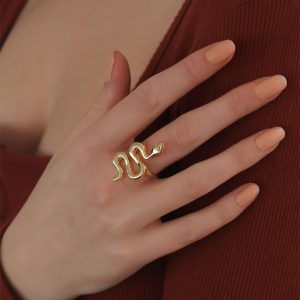 Ayarlanabilir Gold Renk Yılan Yüzük - Görsel 1