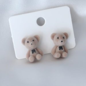 Açık Kahverengi Renk Ayıcık Figür Kadın Küpe - Görsel 1