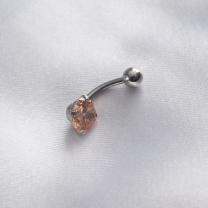 316L Cerrahi Çelik Zirkon Taşlı Toplu Göbek Piercing - Görsel 1