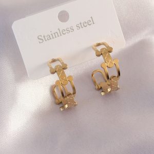 Çelik Gold Renk Tifanny Zincir Model Kadın Küpe - Görsel 1