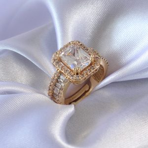 Gold Renk Zirkon Taşlı Kadın Yüzük - Görsel 1