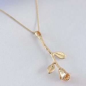 Gold Renk Gül Tasarım Kadın Kolye - Görsel 1