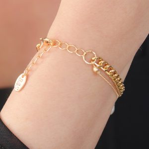 Gold Renk Renkli Zincir Model Renkli Kalp Figür Balık Detay Kadın Bileklik - Görsel 2