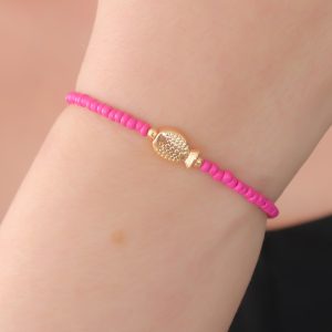 Pembe Boncuk Model Balık Figür Kadın Bileklik - Görsel 1