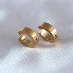 316L Çelik Gold Renk Sıkıştırmalı Erkek Küpe - Görsel 1