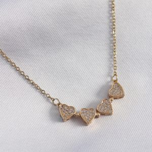 316L Çelik Gold Renk Açılır Zirkon Taşlı Yonca Model Kadın Kolye - Görsel 3