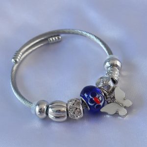 Nazar Boncuklu Kelebek Detaylı Charm Kadın Bileklik - Görsel 1