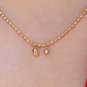 316L Çelik Gold Renk Top Zincir Model Kadın Koyle - Görsel 2