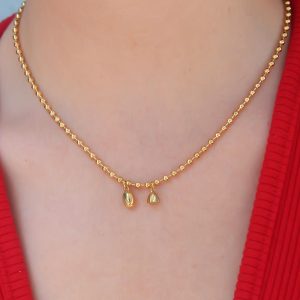 316L Çelik Gold Renk Top Zincir Model Kadın Koyle - Görsel 1