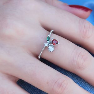 Gümüş Renk Kiraz Model Zirkon Taşlı Kadın Yüzük - Görsel 1