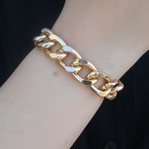 Gold Renk Kalın Zincir Model Kadın Bileklik - Görsel 1