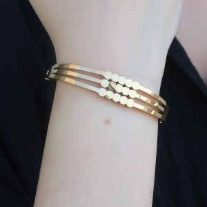 316L Çelik Gold Renk Kaburga Model Kelepçe Kadın Bileklik - Görsel 1