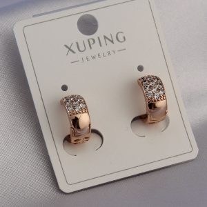 Gold Renk Zirkon Taşlı Xuping Kadın Küpe - Görsel 1