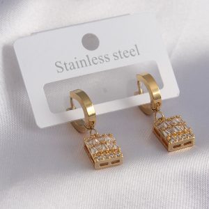 316L Çelik Gold Renk Baget Kadın Küpe - Görsel 1
