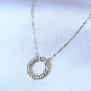 316L Çelik Gümüş Renk Zirkon Taşlı Gold Detay Xoxo Kadın Kolye - Görsel 2