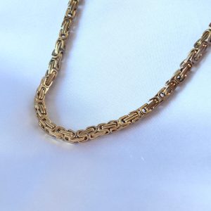 316L Çelik Gold Renk Kral Zincir Model Erkek Kolye - Görsel 1