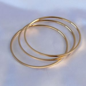 316L Çelik Gold Renk 3'lü Ajda Model Kadın 60 mm Bilezik - Görsel 1