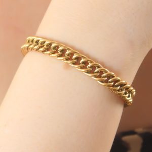 316L Çelik Gold Renk Zincir Model Kadın Bileklik - Görsel 1