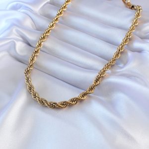 316L Çelik Gold Renk Burgu Model 45 cm Kadın Kolye - Görsel 2