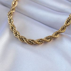 316L Çelik Gold Renk Burgu Model 45 cm Kadın Kolye - Görsel 1