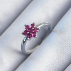 Pirinç Gümüş Renk Pembe Zirkon Taşlı Lotus Model Kadın Yüzük - Görsel 1
