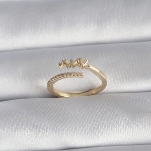 Pirinç Gold Renk Zirkon Taş Detay Kalp Model Kadın Yüzük - Görsel 1