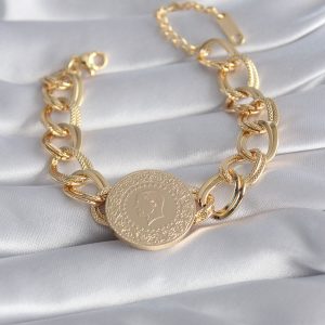 316L Çelik Gold Renk Tam Altın Model Samanyolu Kadın Bileklik - Görsel 1
