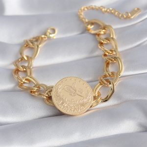 316L Çelik Gold Renk Reşat Altın Model Samanyolu Kadın Bileklik - Görsel 1