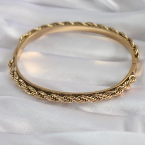 316L Çelik Gold Renk Burgu Zincir Model Kadın Kelepçe - Görsel 2