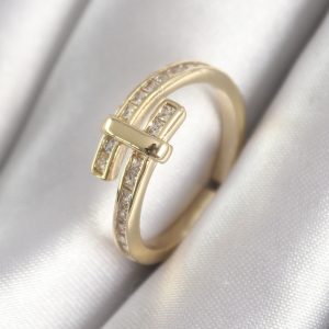 Pirinç Gold Renk Zirkon Taşlı Kadın Yüzük - Görsel 1