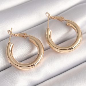 Pirinç Gold Renk Halka Model Kadın Küpe - Görsel 1