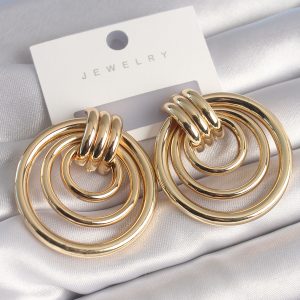 Pirinç Gold Renk Halka Model Kadın Küpe - Görsel 1