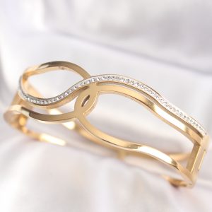 316L Çelik Gold Renk Düğüm Model Kelepçe Bilezik - Görsel 1