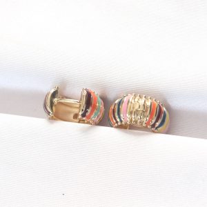 Pirinç Gold Renkli Mineli Oval Minimal Küpe - Görsel 3