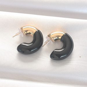 CCB Siyah Gold Çift Renk Küpe - Görsel 1
