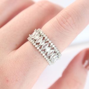 Kalın Zirkon Taşlı Silver Renk Ayarlanabilir Yüzük - Görsel 2