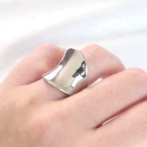 Silver Renk Ayarlanabilir Kavisli Ayna Yüzük - Görsel 1