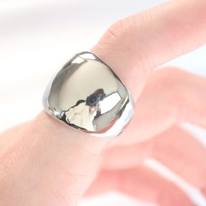 Silver Renk Ayarlanabilir Bombeli Ayna Yüzük - Görsel 1