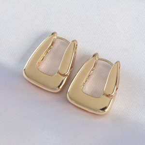 Pirinç Gold Renk Kalın Küpe - Görsel 1