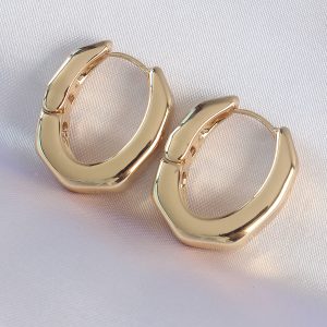 Pirinç Gold Renk Kalın Kemik Model Küpe - Görsel 1