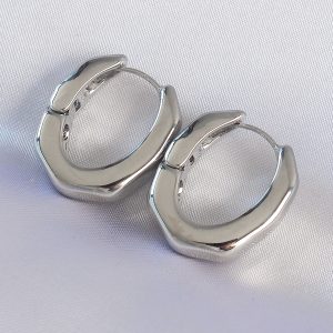 Pirinç Gümüş Renk Kalın Kemik Model Küpe - Görsel 1