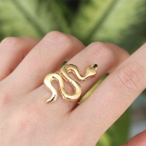 Pirinç Gold Renk Ayarlanabilir Yılan Yüzük - Görsel 1