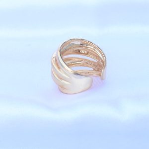 Pirinç Gold Renk Ayarlanabilir Tırtıklı Bombe Yüzük - Görsel 3