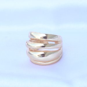 Pirinç Gold Renk Ayarlanabilir Tırtıklı Bombe Yüzük - Görsel 2
