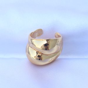 Pirinç Gold Renk Ayarlanabilir Damla Yüzük - Görsel 2