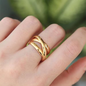 Pirinç Gold Renk Ayarlanabilir Sarmal Yüzük - Görsel 1